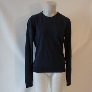 Mens Isaia Blue Linen Cashmere Crew Neck Pullover Sweater L